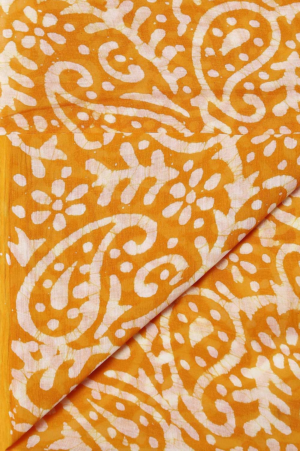 Yellow Pure Cotton Batik Saree image number null