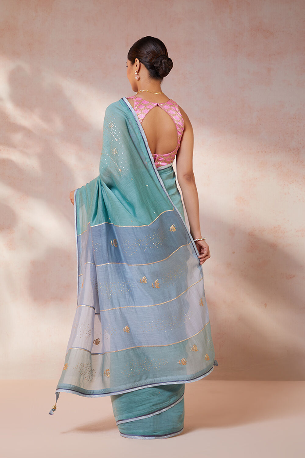Green Pure Silk Cotton Embroidery Saree image number null