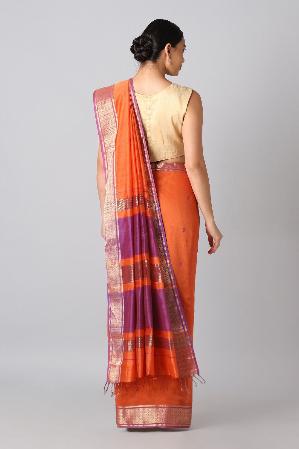 Orange Pure Silk Cotton Maheswari Saree image number null