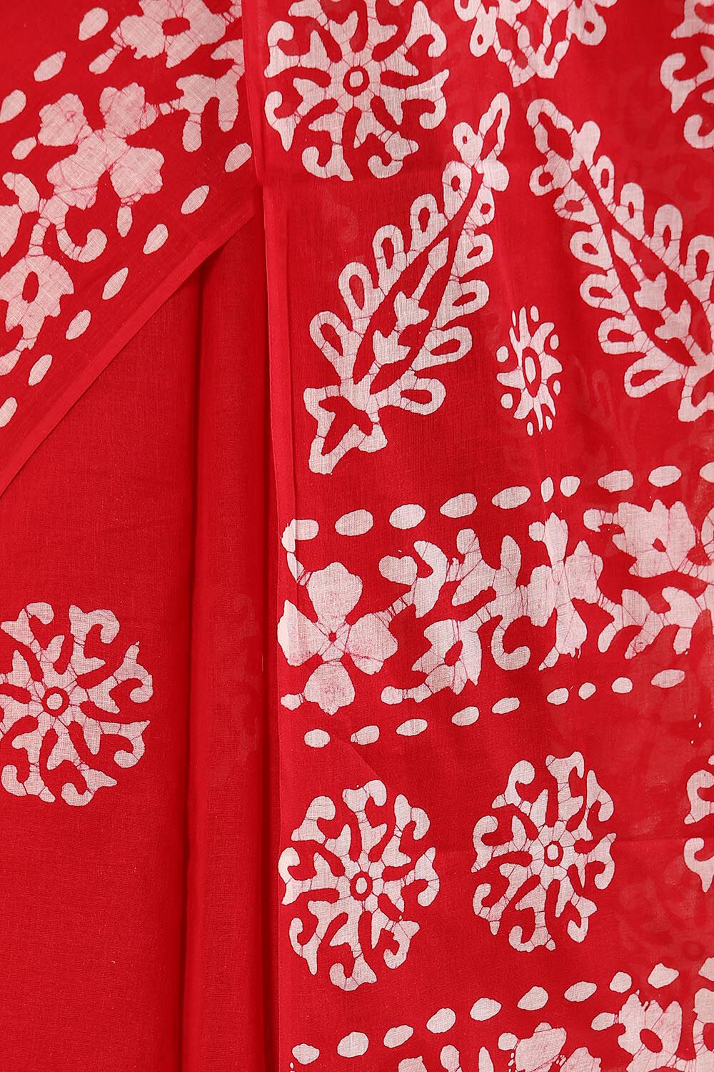 Red Pure Cotton Batik Saree image number null