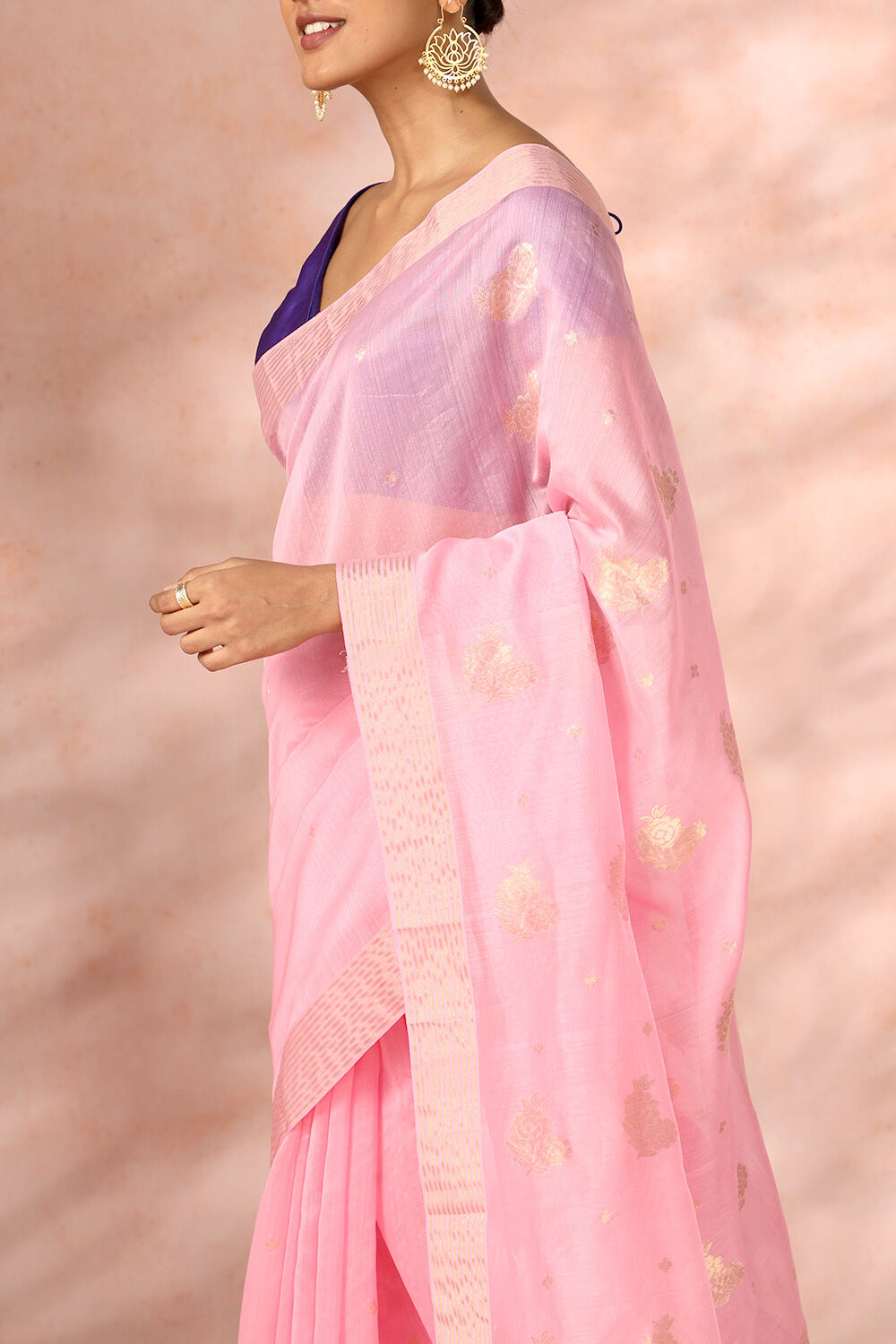 Pink Chanderi Pure Silk Cotton Woven Saree image number null