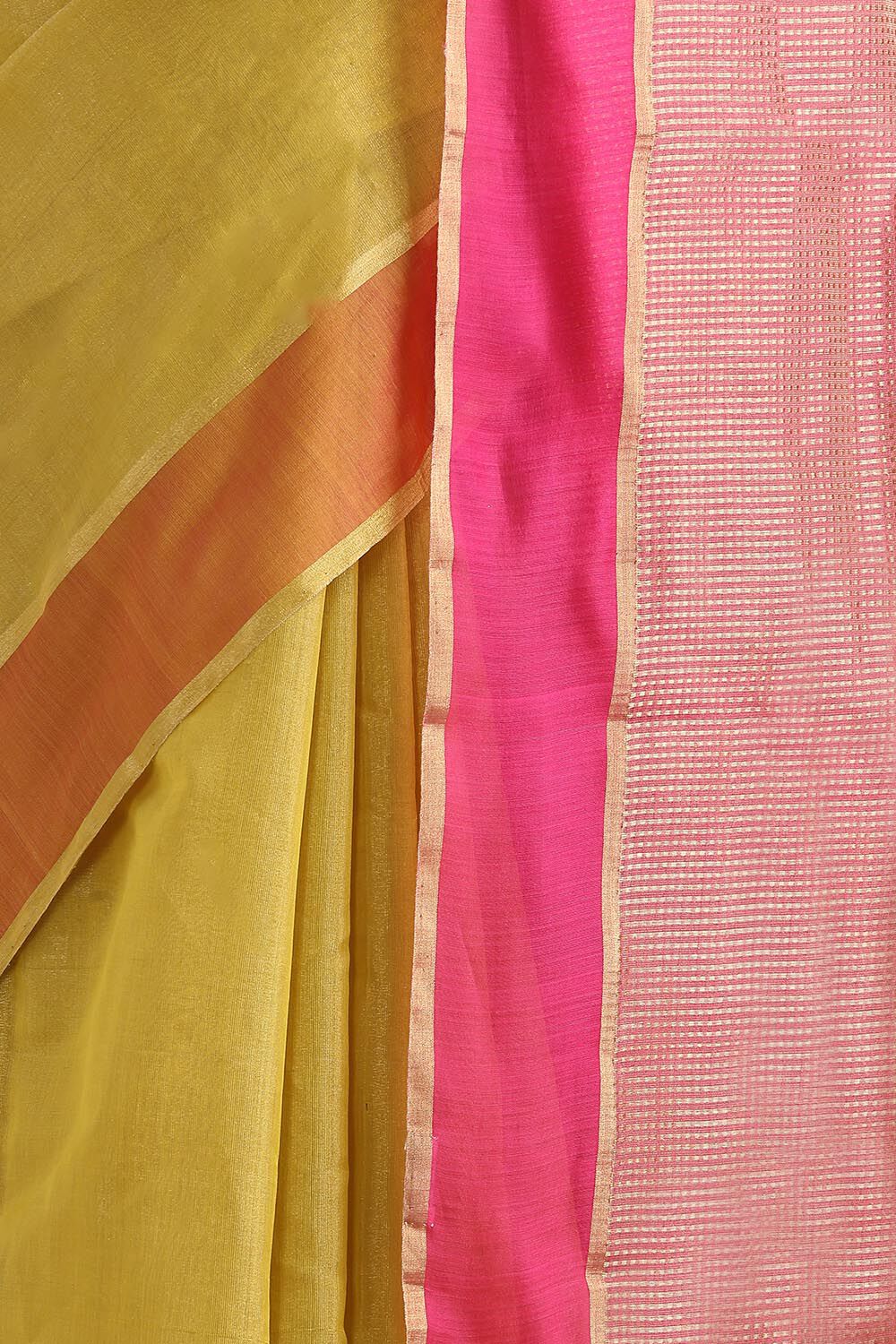 Yellow Pure Cotton Tissue Chanderi Saree image number null