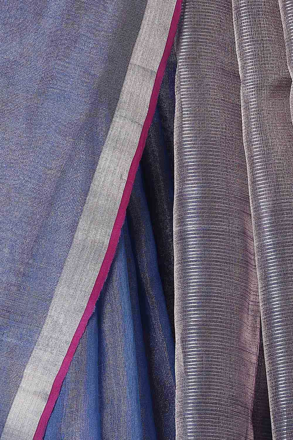 Dark Blue Pure Tissue Silk Jamdani Saree image number null