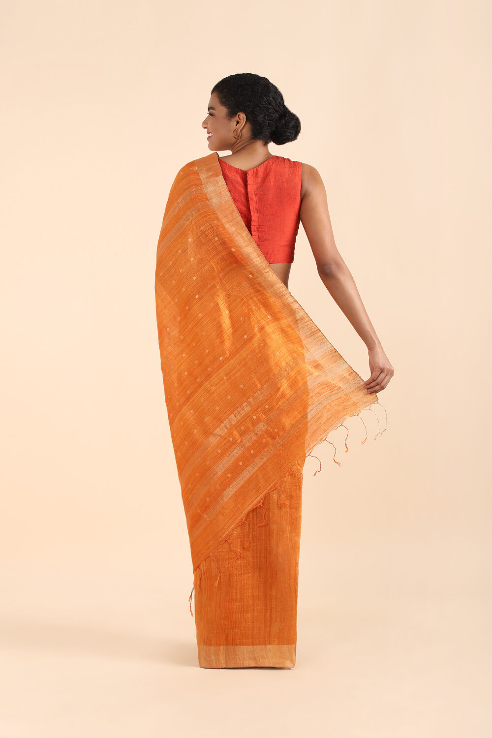Orange Pure Silk Vanya Jamdani Saree image number null