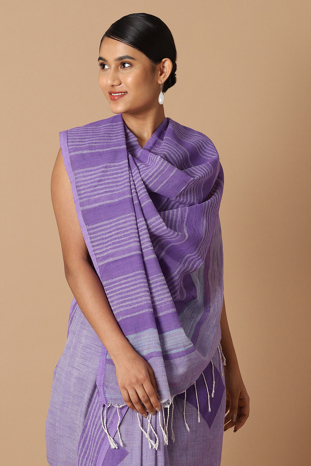 Violet Pure Cotton Printed Saree image number null