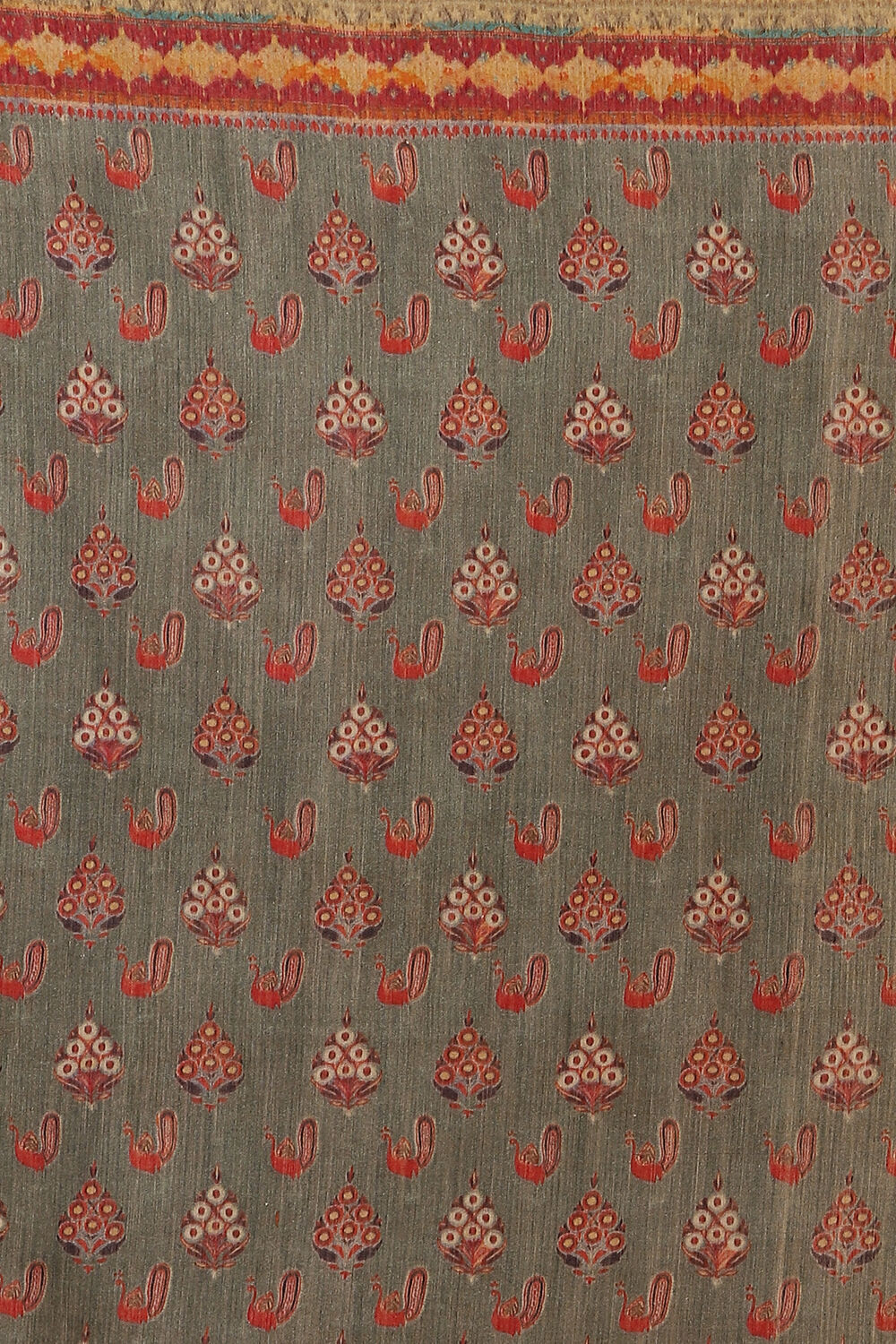 Grey Digital Printed Pure Tussar Silk Saree image number null