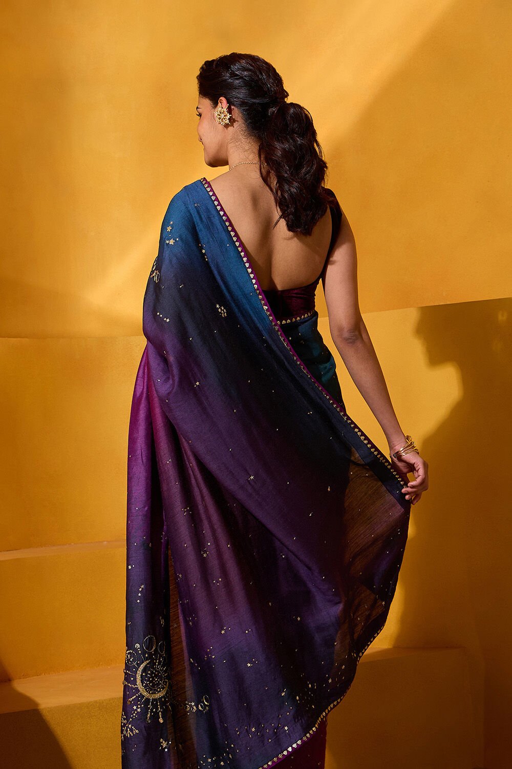 Multicoloured Pure Silk Embroidered Saree image number null