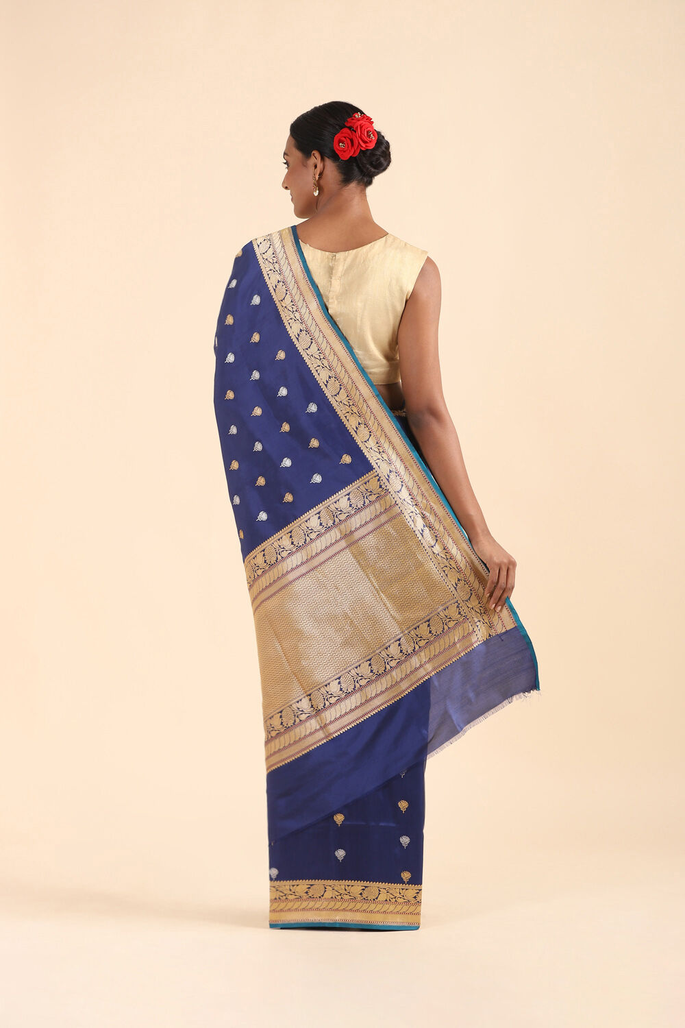 Blue Pure Silk Banarasi Saree image number null