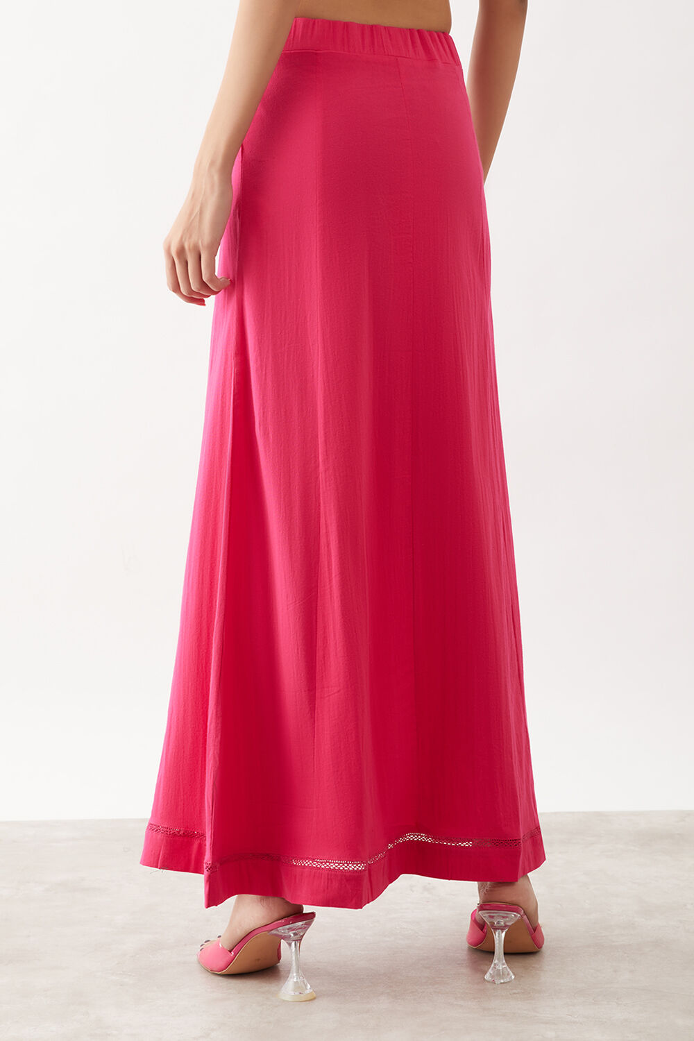 Pink Woven Cotton Lycra Skirt image number null