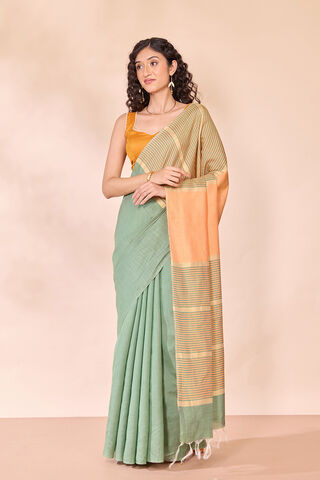 Green Bhagalpur Woven Silk Viscose Saree thumbnail image number null
