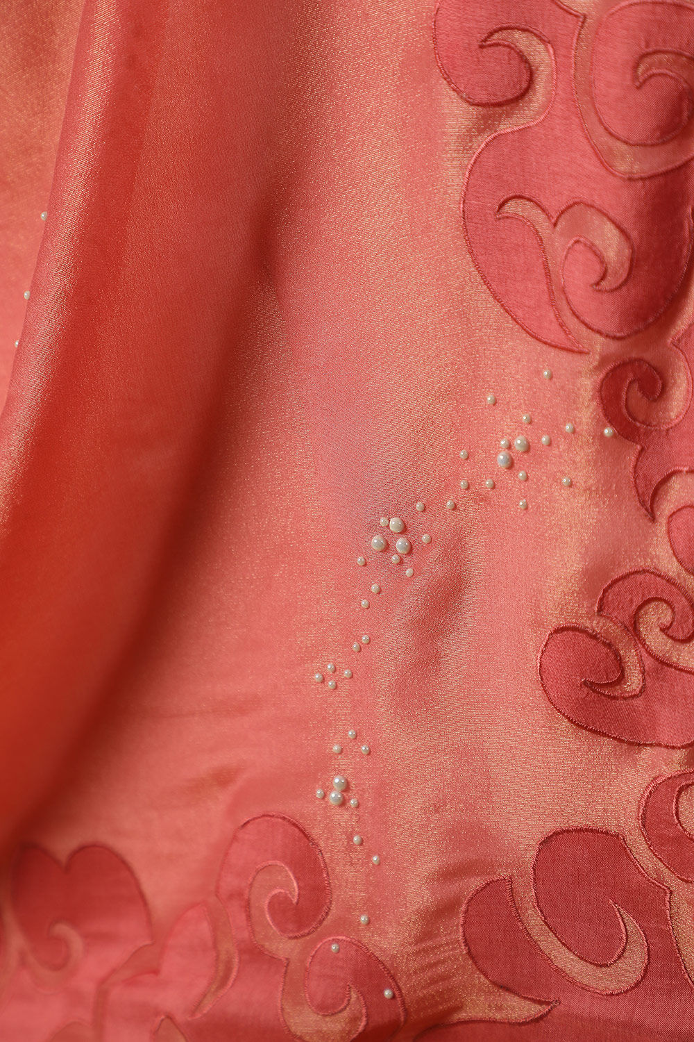 Pink Viscose Tissue Applique Saree image number null