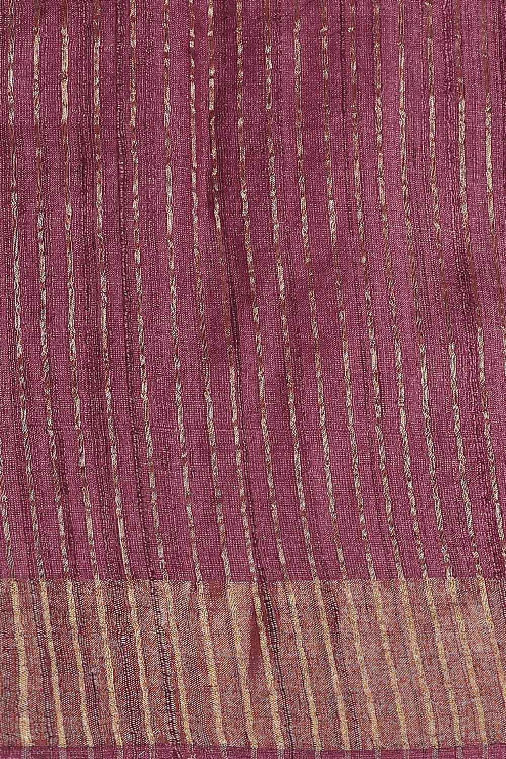 Dark Pure Pink Tussar Embroidered Saree image number null