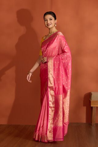Light Pink Silk Viscose Cutwork Banarasi Saree thumbnail image number null