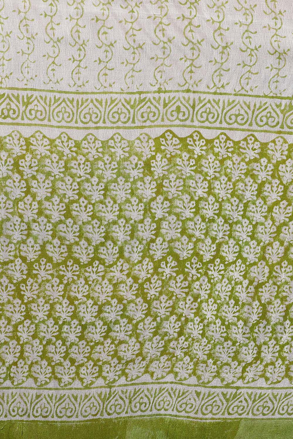 Green Rajasthan Block Printed Silk Cotton Suit image number null