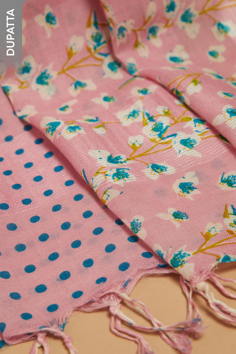 Pink Screen Printed Pure Cotton Unstitched Suit Set image number null