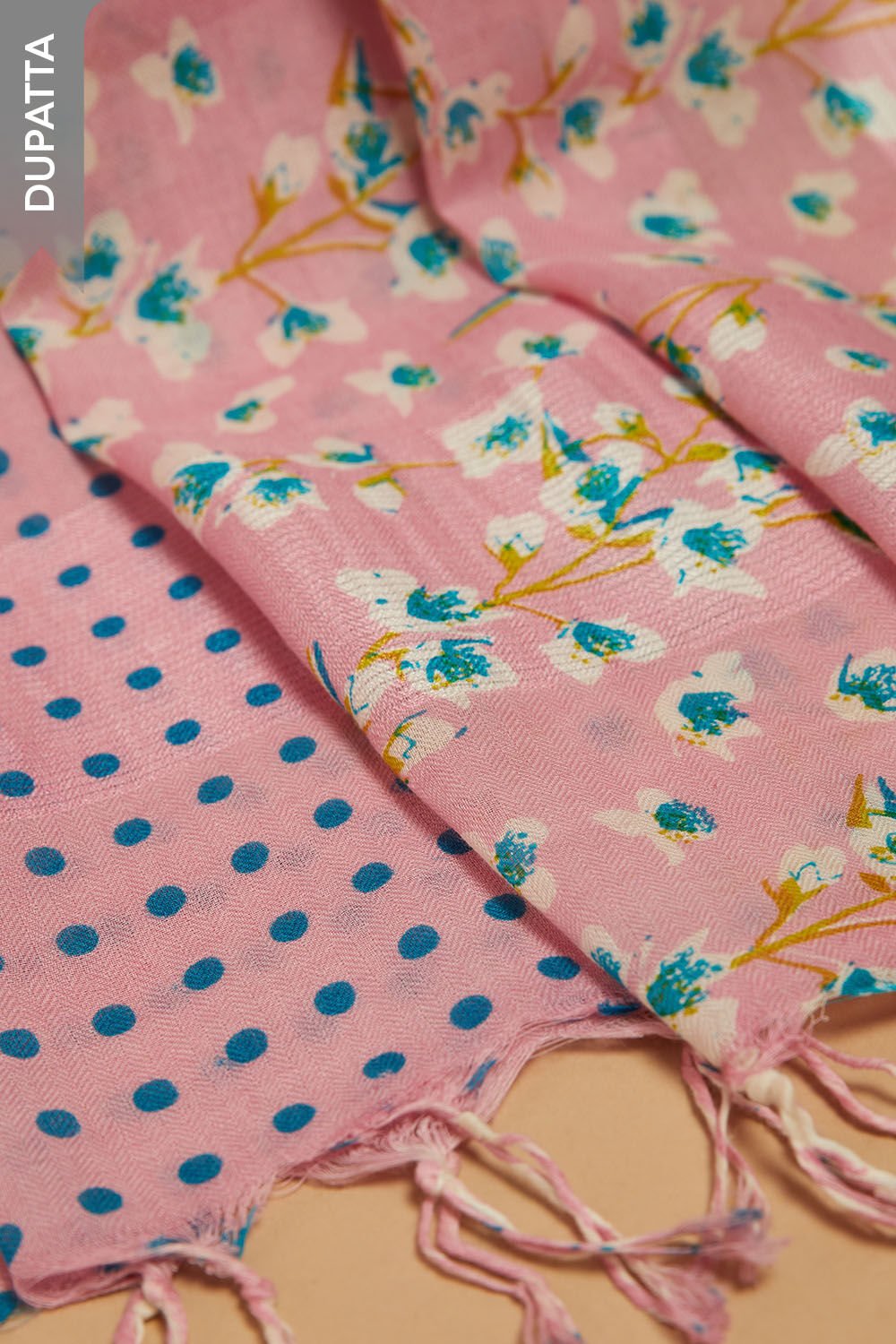 Pink Screen Printed Pure Cotton Unstitched Suit Set image number null