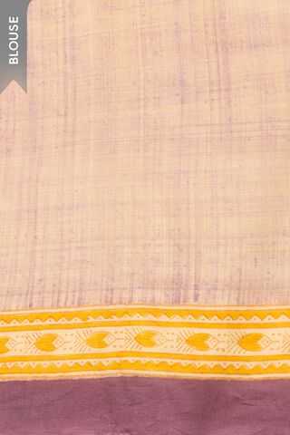 Light Yellow Mulmul Block Printed Bengal Saree thumbnail image number null