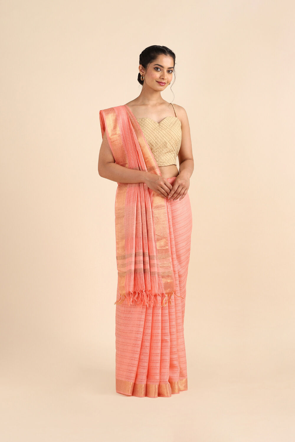 Orange Pure Silk Woven Saree image number null