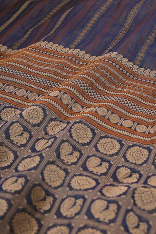 Dark Blue Woven Pure Cotton Saree thumbnail image number null