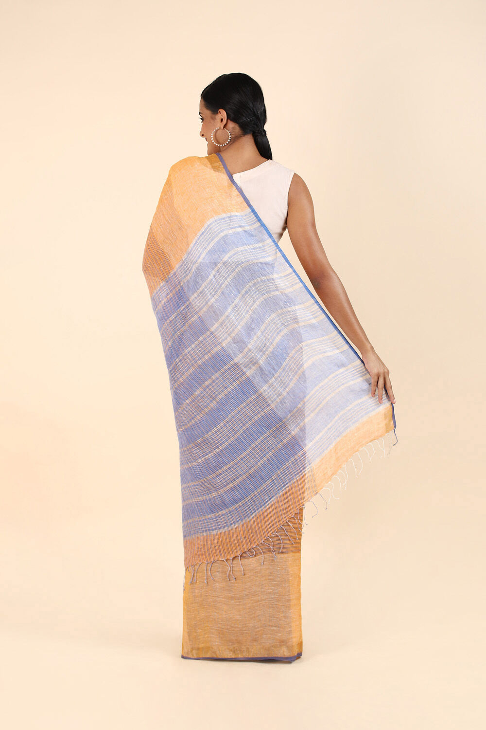 Yellow Pure Linen Bengal Saree image number null