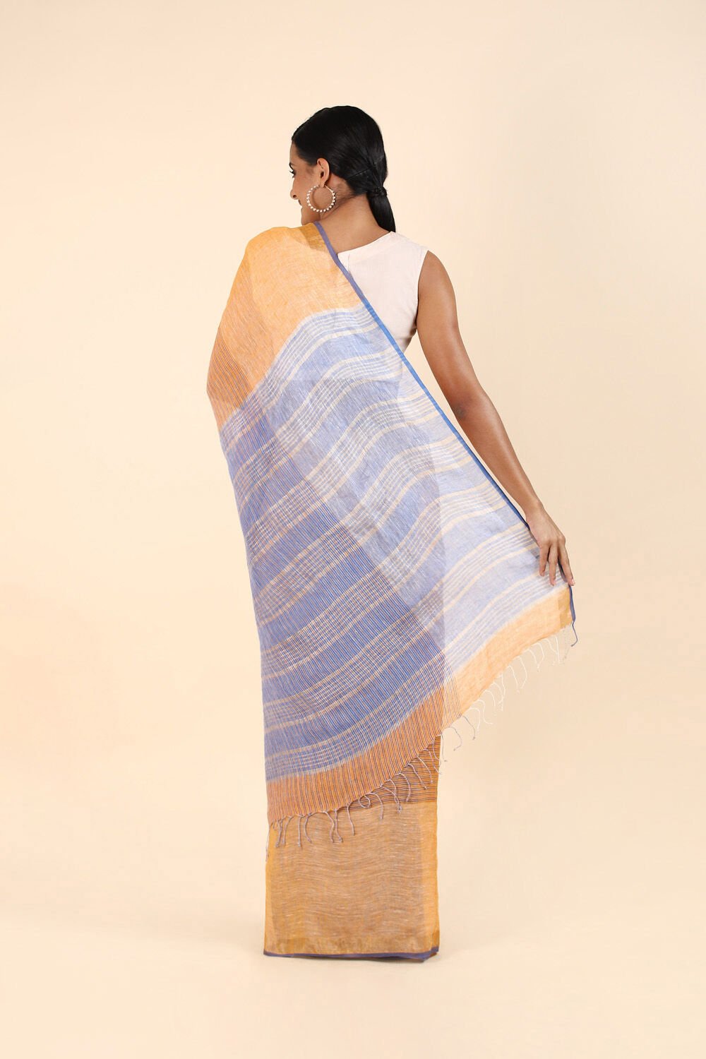 Yellow Pure Linen Bengal Saree image number null