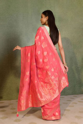 Pink Woven Pure Viscose Saree thumbnail image number null