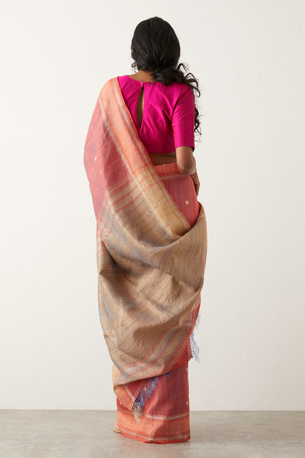Red Pure Tussar Silk Bengal Saree image number null