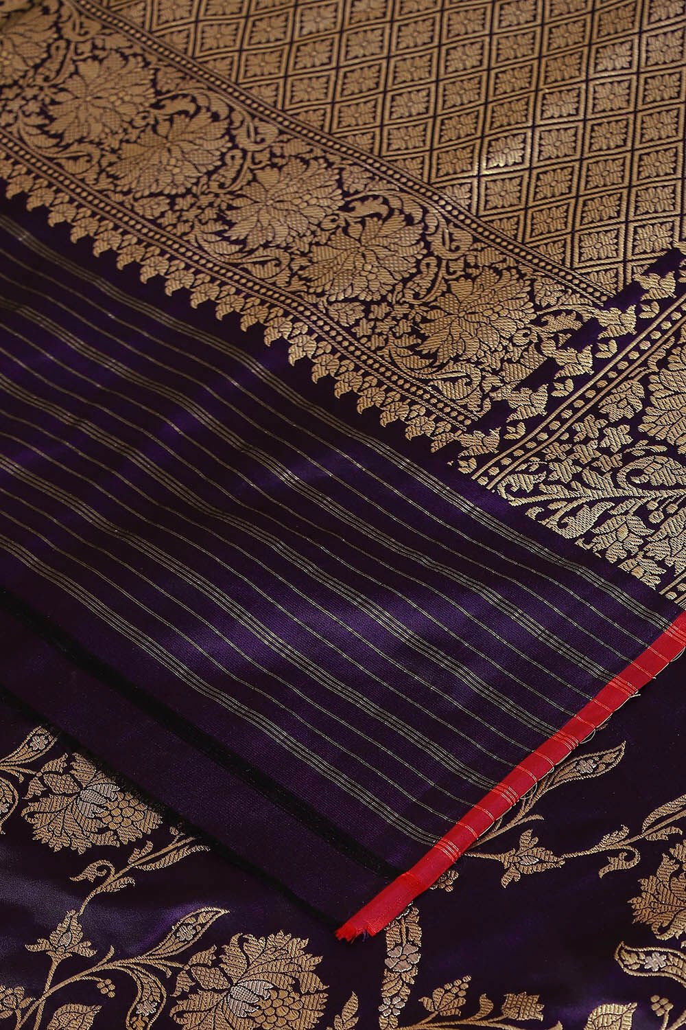 Dark Violet Pure Silk Banarasi Saree image number null