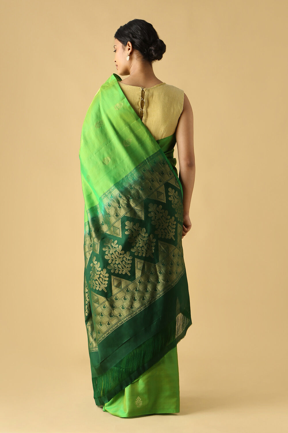 Green Pure Silk South Saree image number null