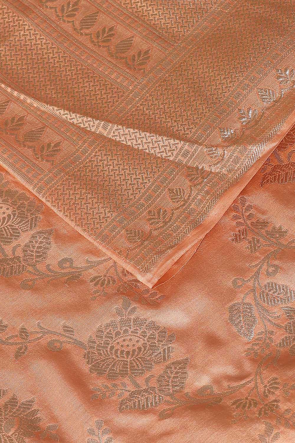 Light Orange Pure Silk Banarasi Saree image number null
