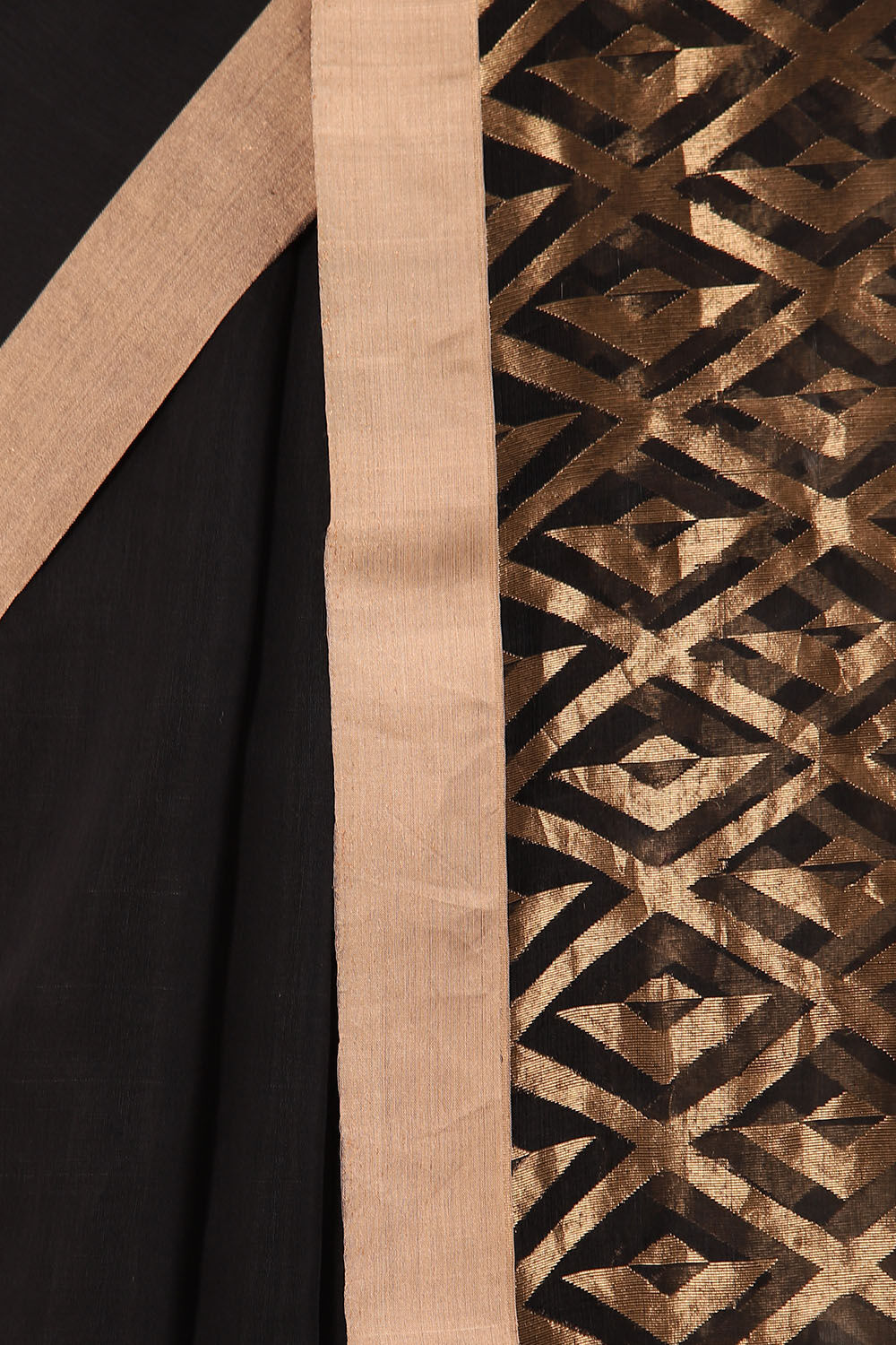 Black Pure Silk Cotton Bengal Saree image number null