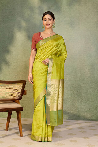 Light Green Silk Viscose Cutwork Banaras  Saree thumbnail image number null