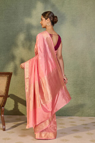 Pink Silk Viscose Cutwork Banaras  Saree thumbnail image number null