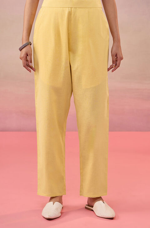 Yellow Cotton Woven Trousers
