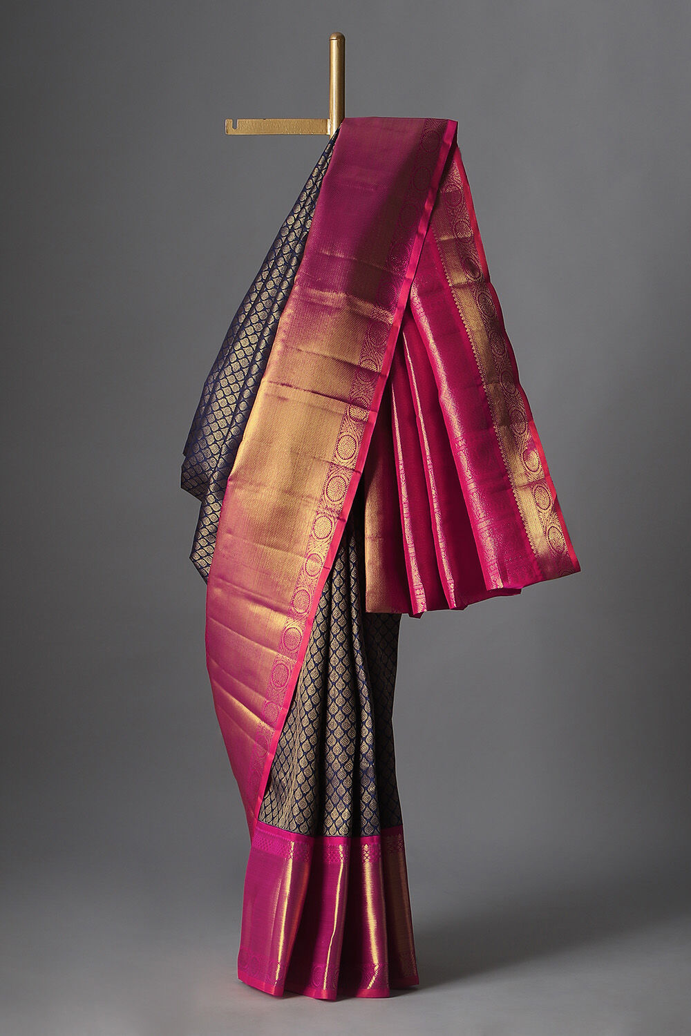 Dark Blue Pure Silk Kanjivaram Saree image number null