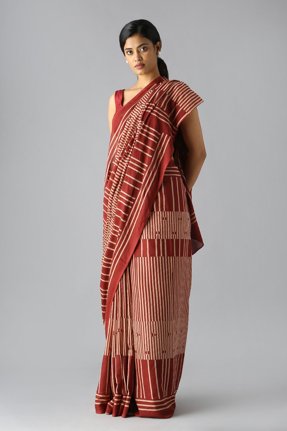 Beige Pure Cotton Printed Saree image number null