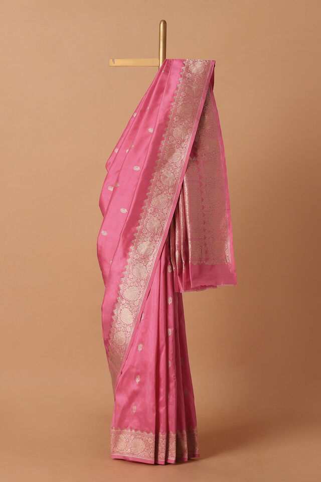 Pink Pure Silk Banarasi Saree