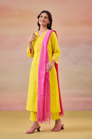 Yellow Woven Pure Cotton Kurta Set thumbnail image number null