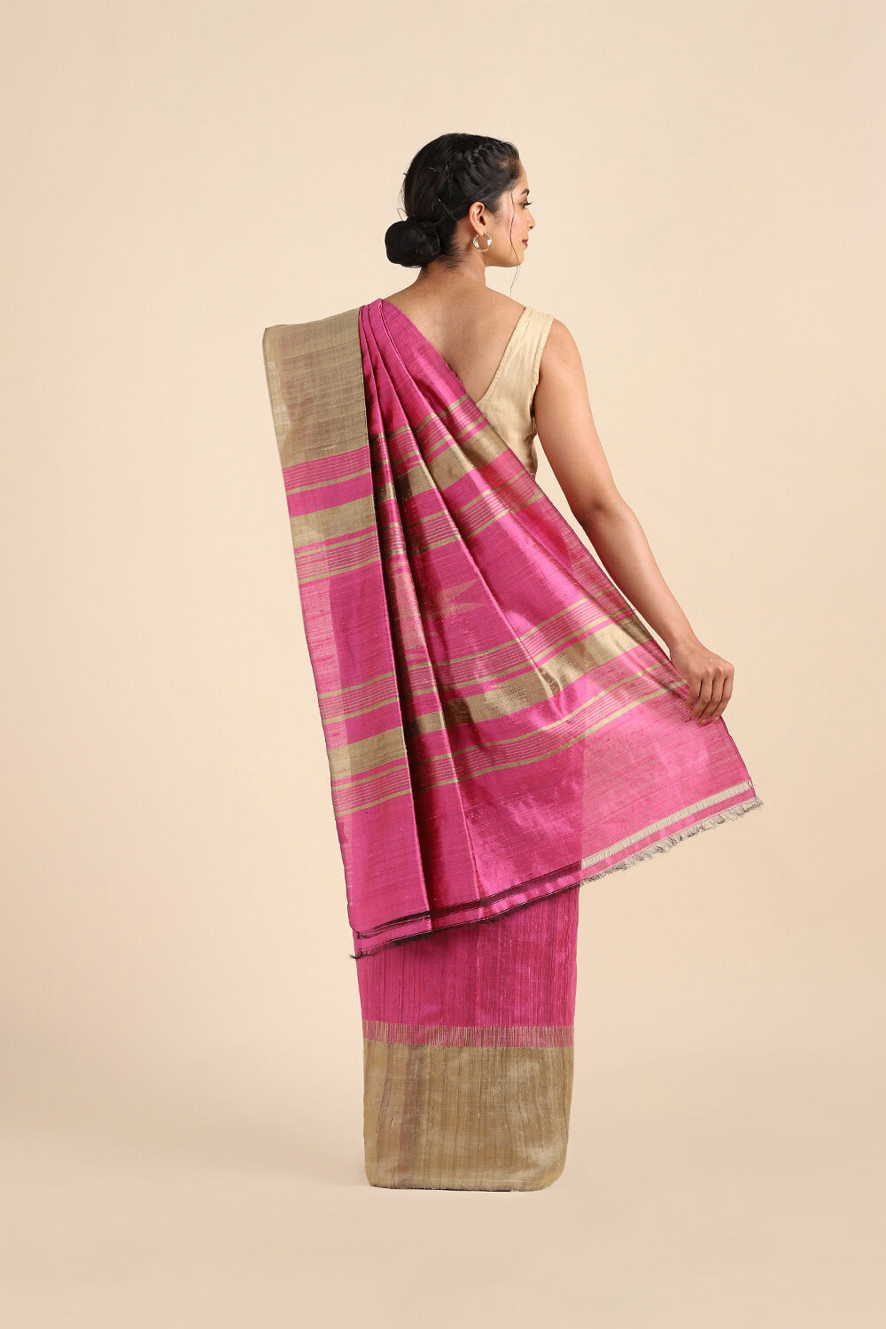 Dark Pink Pure Silk Woven Saree image number null