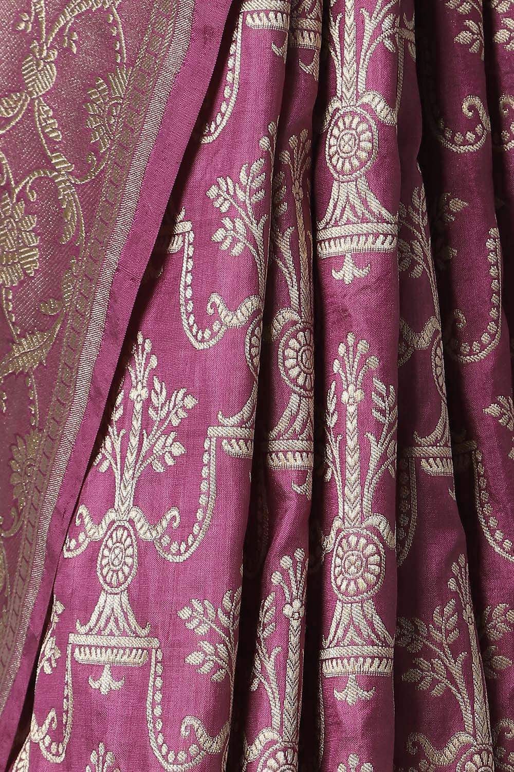 Violet Pure Silk Banarasi Saree image number null