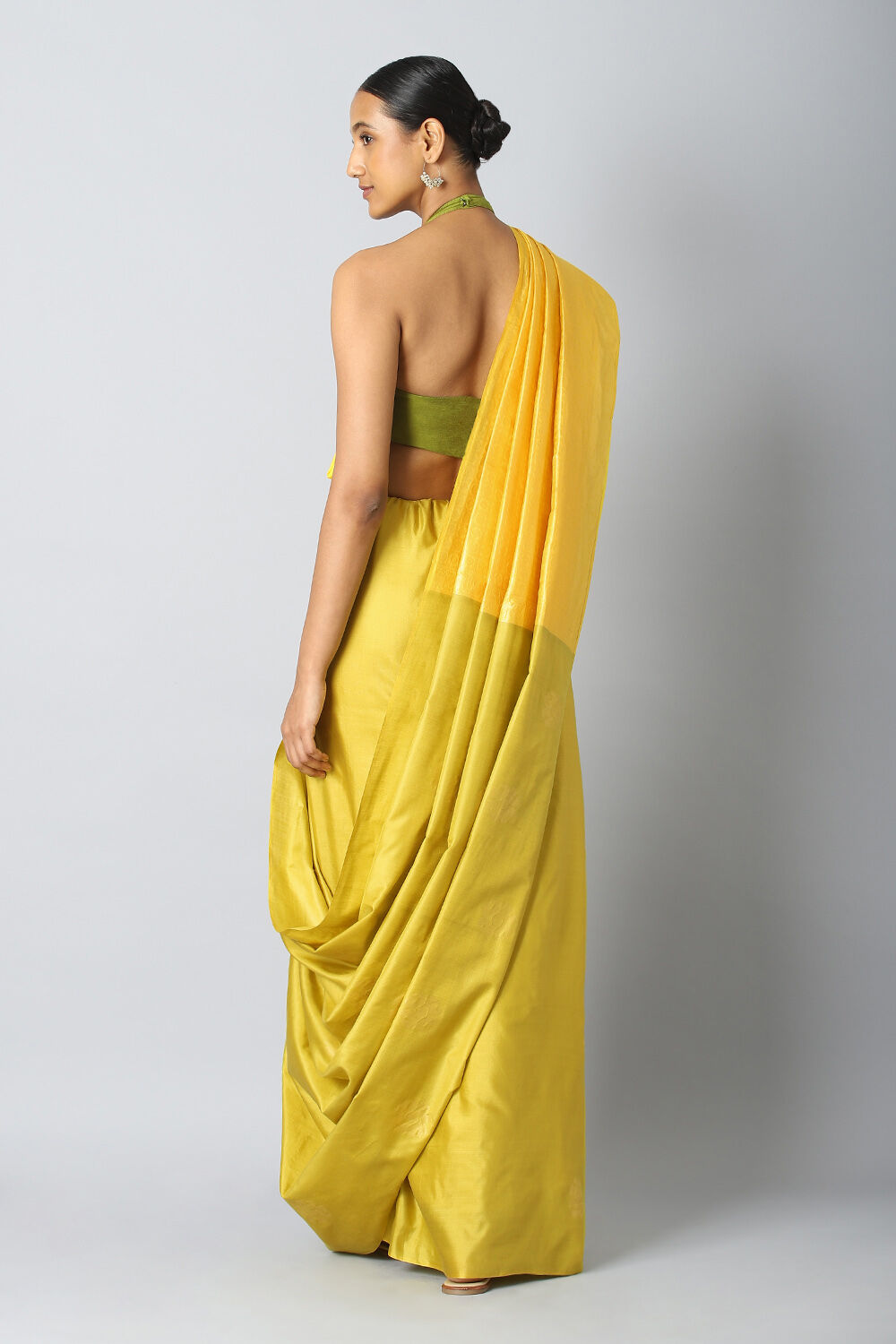 Light Green Pure Silk Tencel South Saree image number null