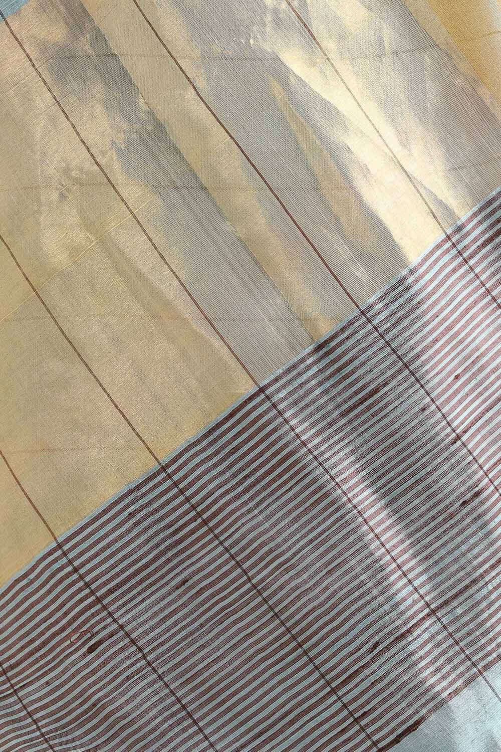 Light Blue Pure Tussar Silk Bhagalpuri Saree image number null