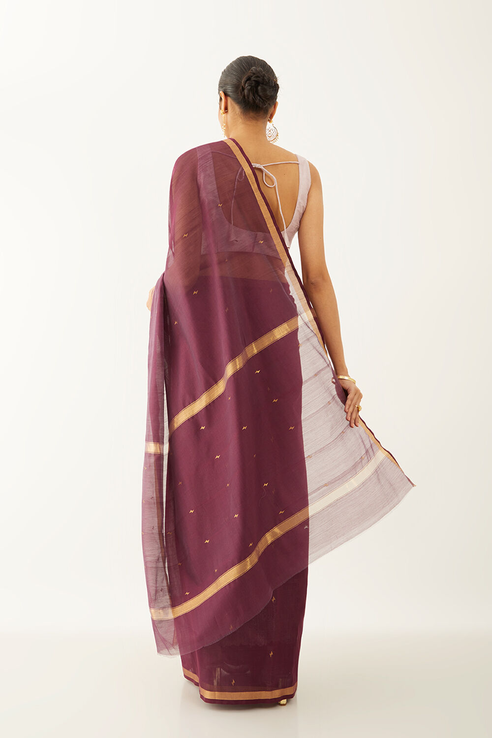 Purple Pure Silk Cotton Woven Chanderi Saree image number null