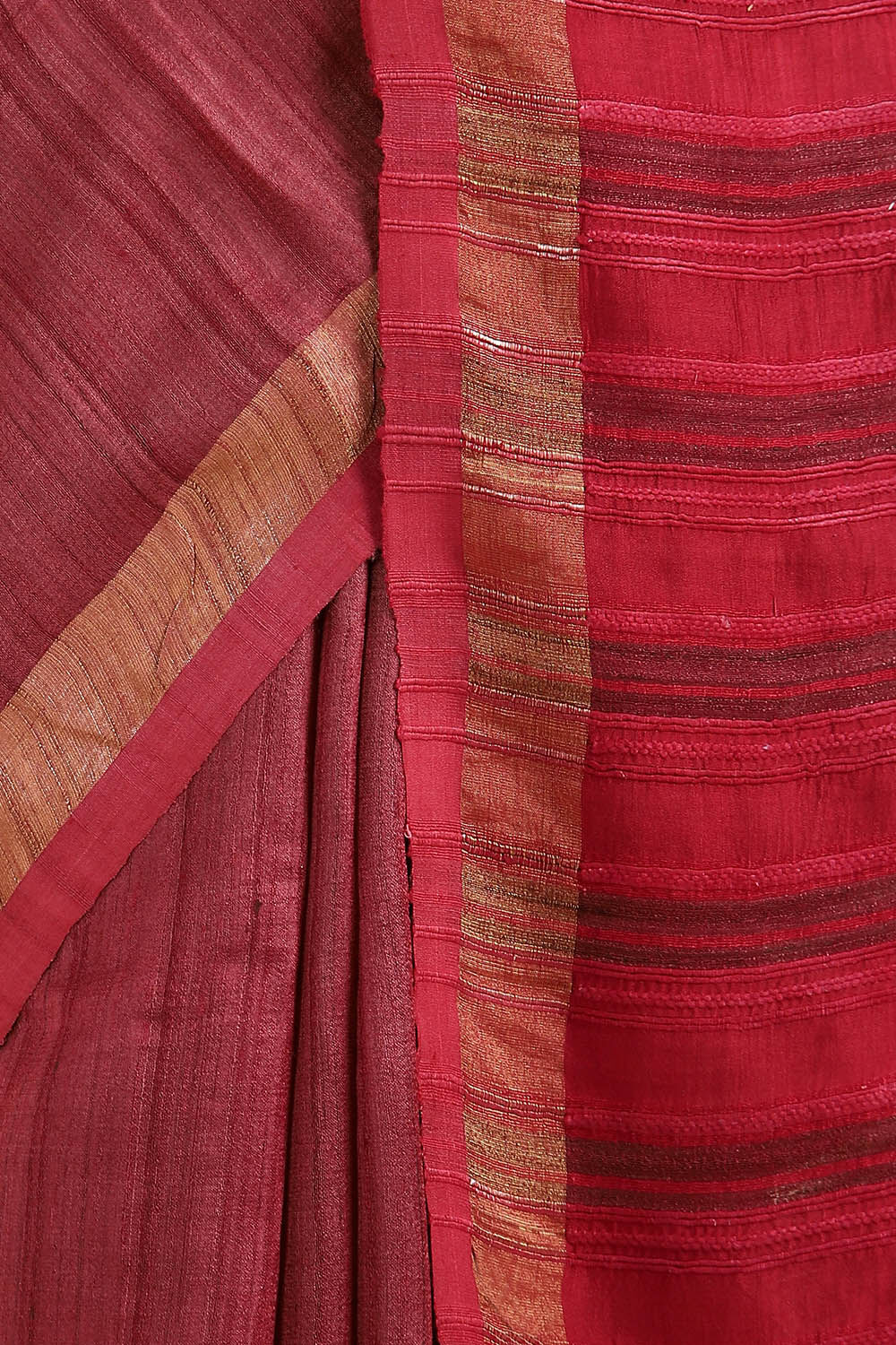 Red Pure Tussar Silk Bhagalpuri Saree image number null
