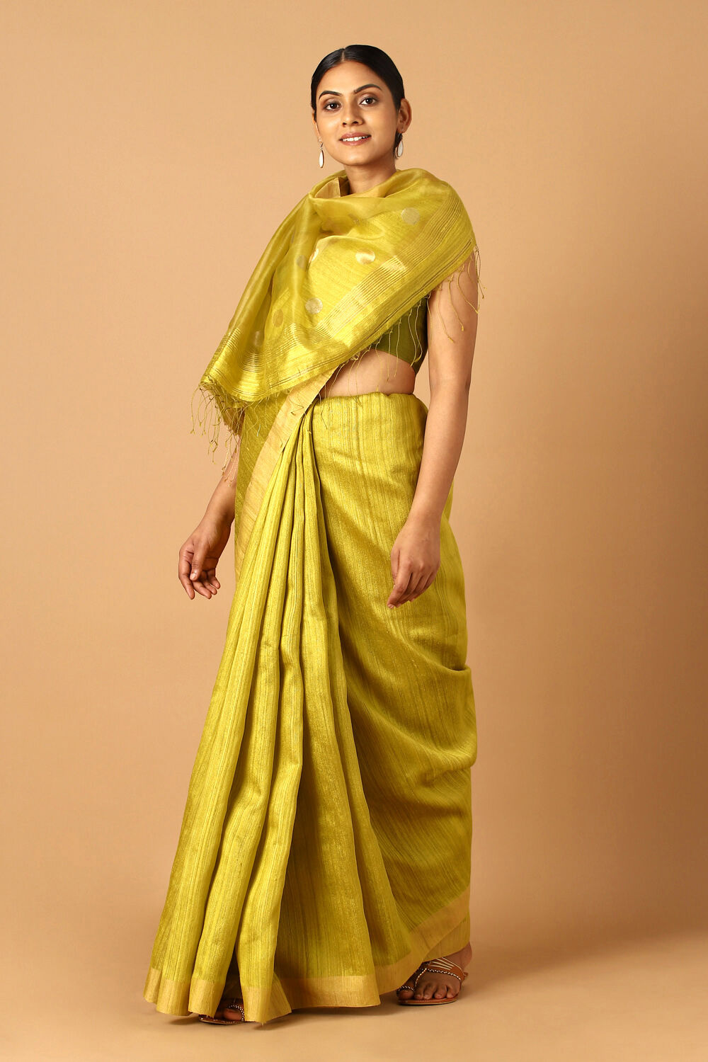 Light Green Pure Silk Vanya Bengal Saree image number null