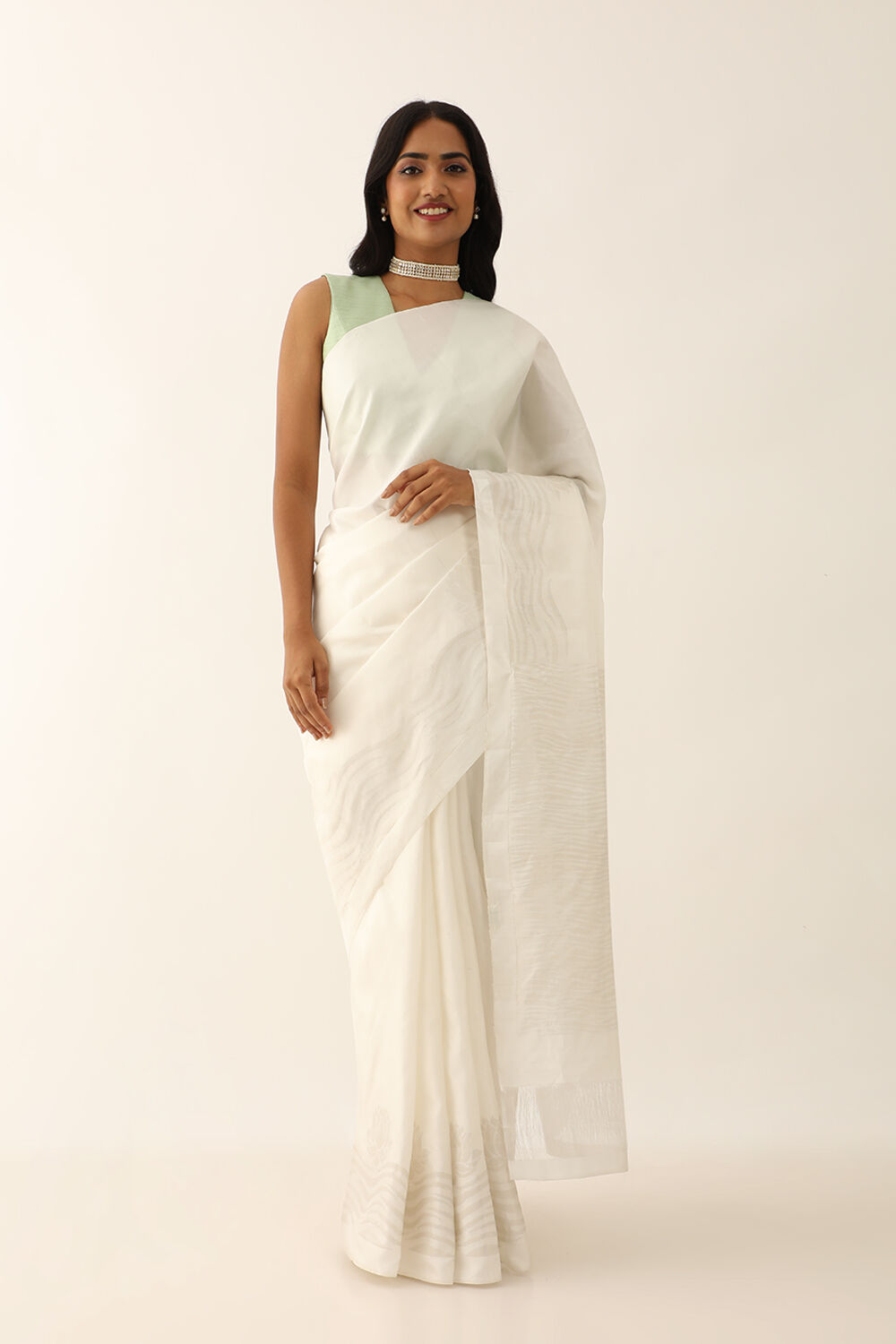 White Pure Silk Woven South Saree image number null