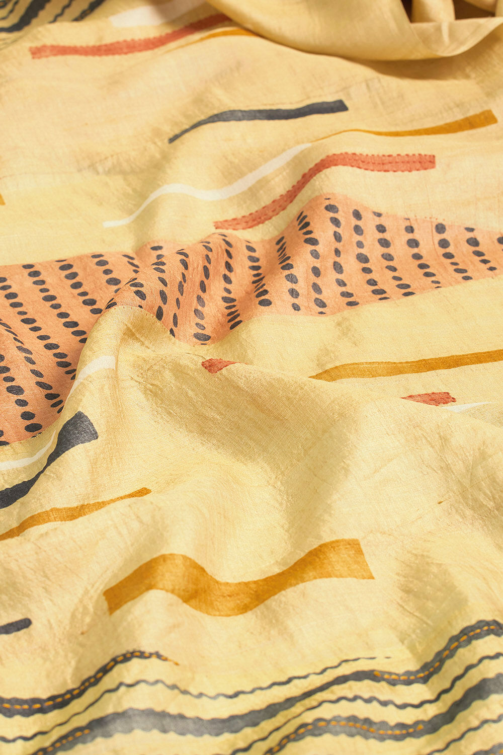 Beige Chattisgarh Pure Tussar Silk Hand Painted Saree image number null