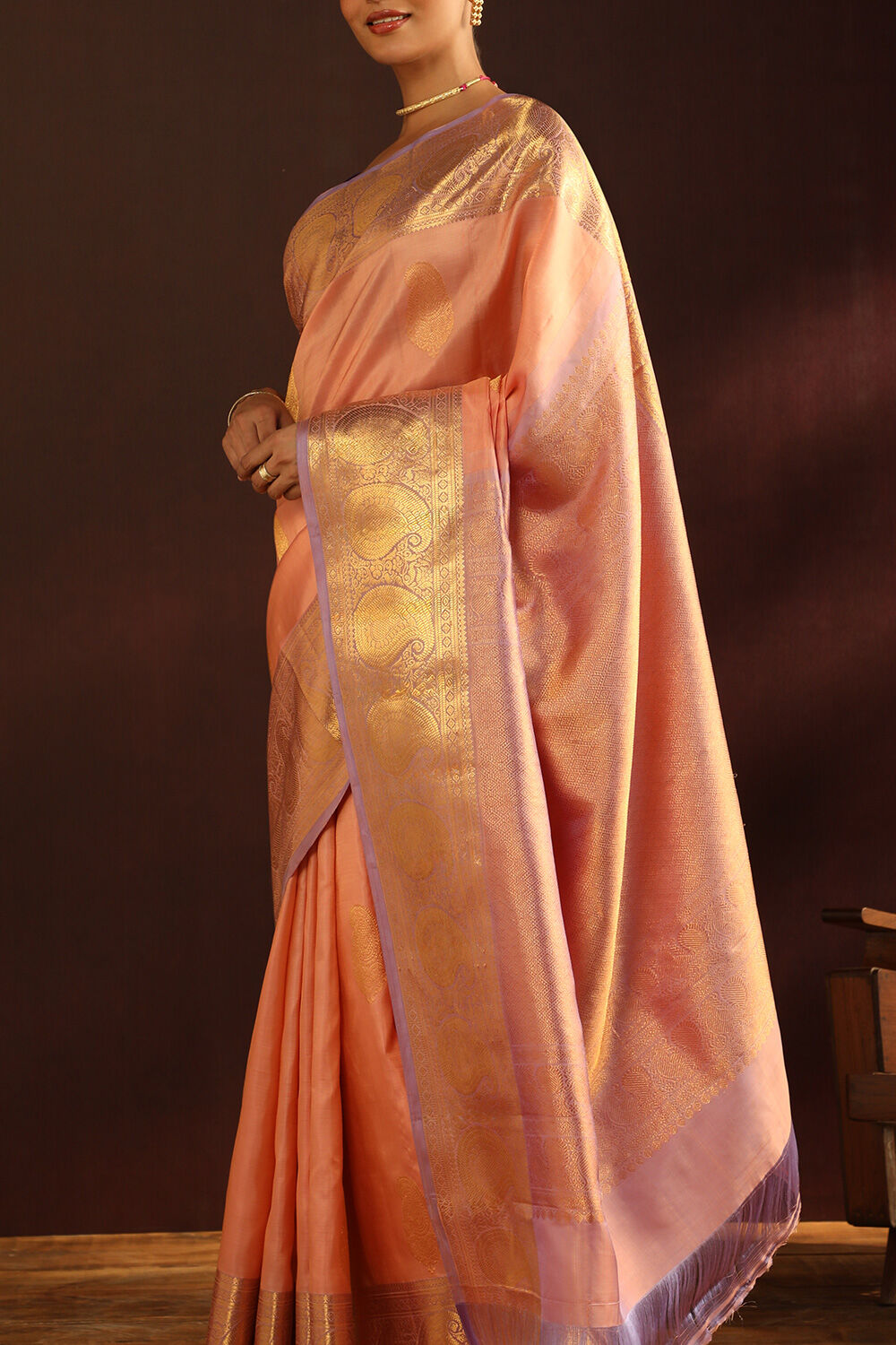 Orange Pure Silk Woven Kanjivaram Saree image number null