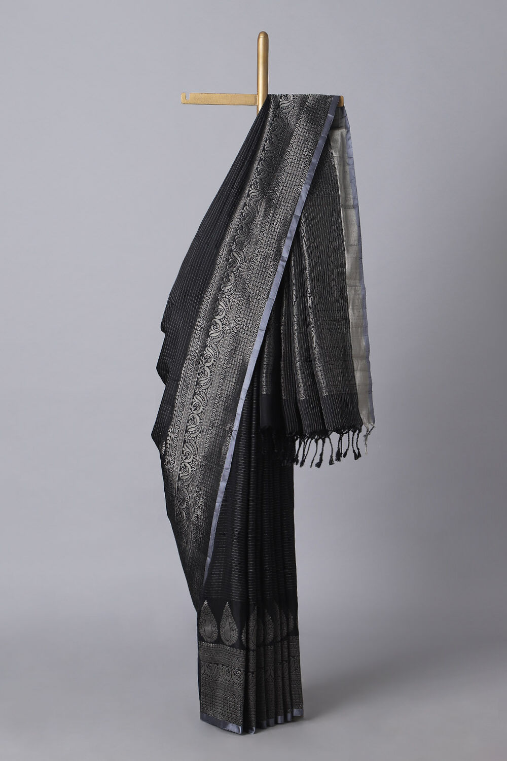 Black Pure Silk South Saree image number null