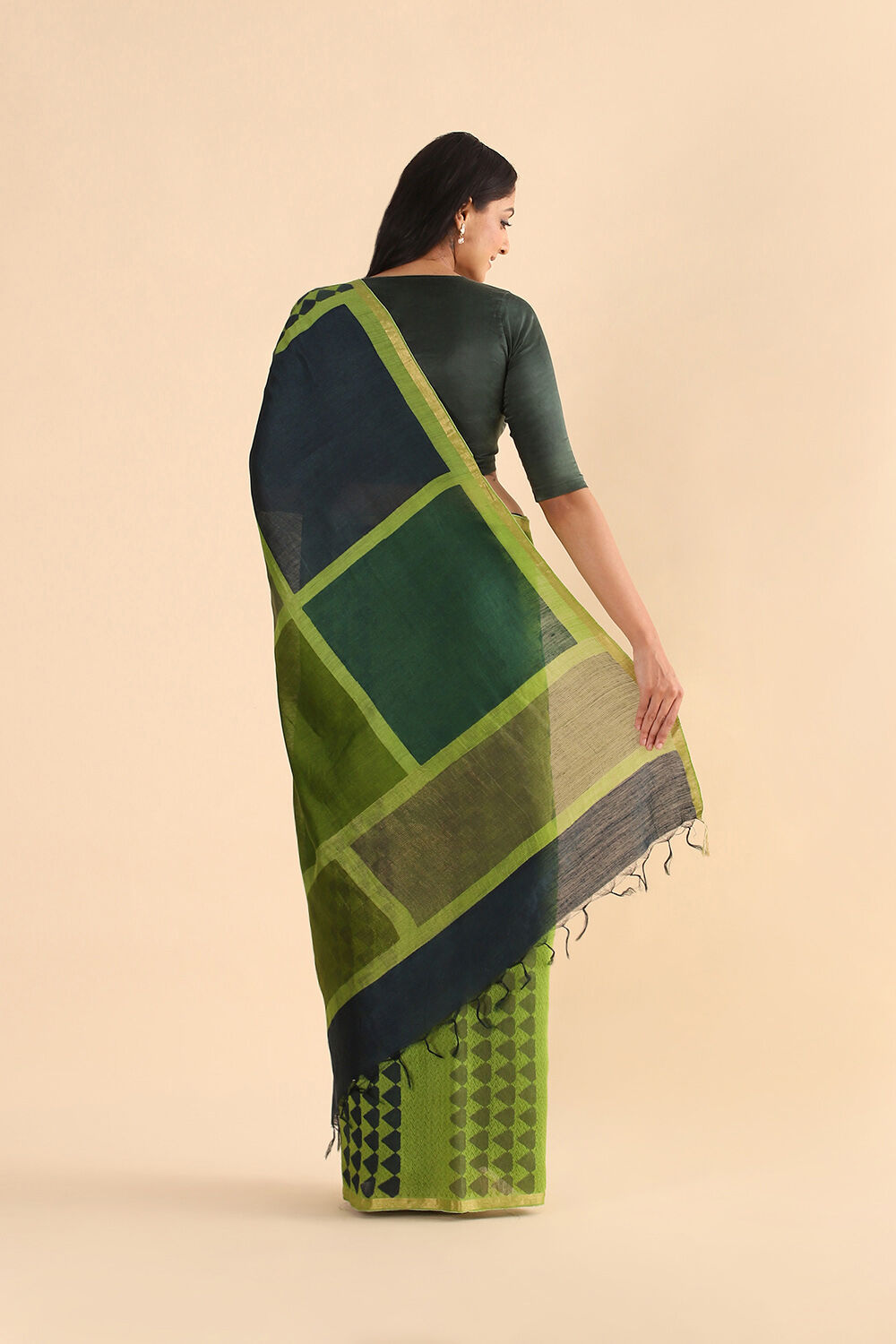 Green Pure Tussar Vanya Printed Saree image number null